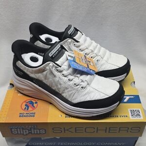 Skechers Black and White Comfort Slip-Ins